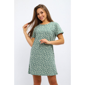 Туника женская №231.2 кулирка (р-ры: 44-58) леопард зеленый