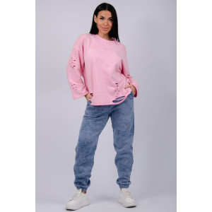 Джоггеры женские "Мистерия 4" футер 3-х нитка с начесом (р-ры: 44-54) индиго