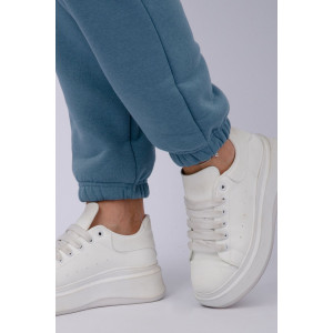 Джоггеры женские "Мистерия 9" футер 3-х нитка с начесом (р-ры: 44-54) голубой