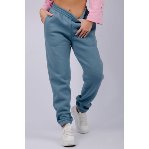 Джоггеры женские "Мистерия 9" футер 3-х нитка с начесом (р-ры: 44-54) голубой