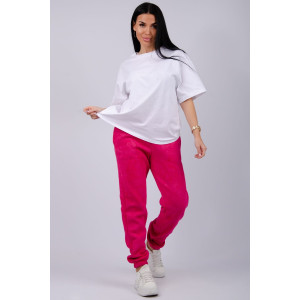 Джоггеры женские "Мистерия 7" футер 3-х нитка с начесом (р-ры: 44-54) фуксия