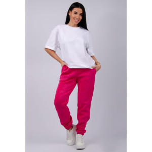 Джоггеры женские "Мистерия 7" футер 3-х нитка с начесом (р-ры: 44-54) фуксия