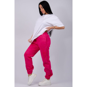 Джоггеры женские "Мистерия 7" футер 3-х нитка с начесом (р-ры: 44-54) фуксия