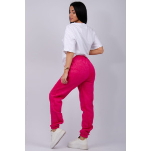 Джоггеры женские "Мистерия 7" футер 3-х нитка с начесом (р-ры: 44-54) фуксия