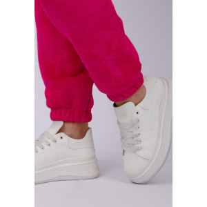 Джоггеры женские "Мистерия 7" футер 3-х нитка с начесом (р-ры: 44-54) фуксия