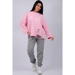 Джоггеры женские "Мистерия 5" футер 3-х нитка с начесом (р-ры: 44-54) светло-серый