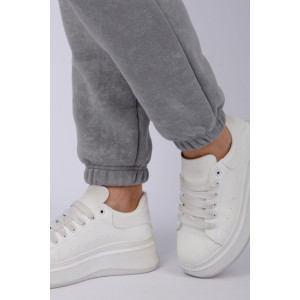 Джоггеры женские "Мистерия 5" футер 3-х нитка с начесом (р-ры: 44-54) светло-серый