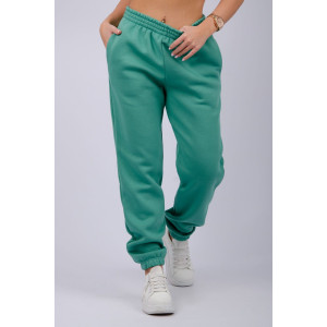 Джоггеры женские "Мистерия 11" футер 3-х нитка с начесом (р-ры: 44-54) зеленый