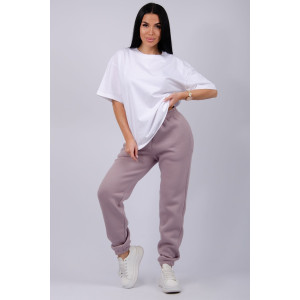 Джоггеры женские "Мистерия 13" футер 3-х нитка с начесом (р-ры: 44-54) какао