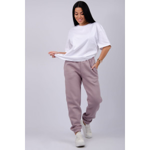 Джоггеры женские "Мистерия 13" футер 3-х нитка с начесом (р-ры: 44-54) какао