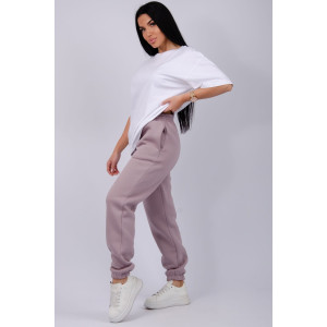 Джоггеры женские "Мистерия 13" футер 3-х нитка с начесом (р-ры: 44-54) какао