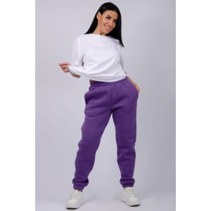 Джоггеры женские "Мистерия 16" футер 3-х нитка с начесом (р-ры: 44-54) фиолетовый