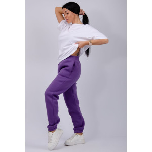 Джоггеры женские "Мистерия 16" футер 3-х нитка с начесом (р-ры: 44-54) фиолетовый