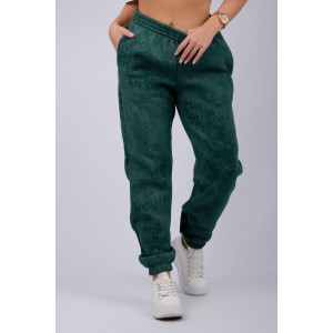 Джоггеры женские "Мистерия 3" футер 3-х нитка с начесом (р-ры: 44-54) изумруд