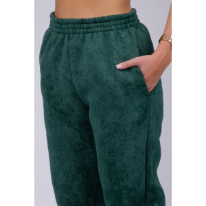 Джоггеры женские "Мистерия 3" футер 3-х нитка с начесом (р-ры: 44-54) изумруд
