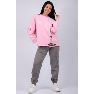 Джоггеры женские "Мистерия 6" футер 3-х нитка с начесом (р-ры: 44-54) темно-серый