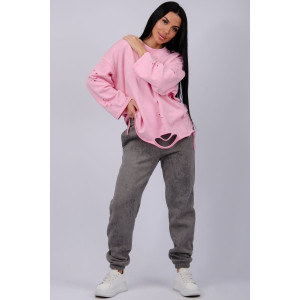 Джоггеры женские "Мистерия 6" футер 3-х нитка с начесом (р-ры: 44-54) темно-серый