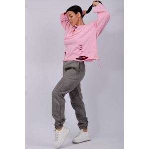 Джоггеры женские "Мистерия 6" футер 3-х нитка с начесом (р-ры: 44-54) темно-серый