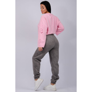 Джоггеры женские "Мистерия 6" футер 3-х нитка с начесом (р-ры: 44-54) темно-серый