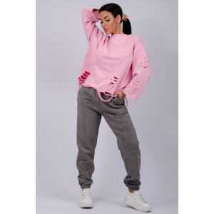 Джоггеры женские "Мистерия 6" футер 3-х нитка с начесом (р-ры: 44-54) темно-серый