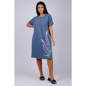 Платье женское "Люпин" кулирка (р-ры: 50-60) индиго Платье женское "Люпин" кулирка (р-ры: 50-60) индиго