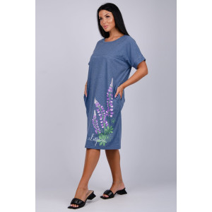 Платье женское "Люпин" кулирка (р-ры: 50-60) индиго Платье женское "Люпин" кулирка (р-ры: 50-60) индиго