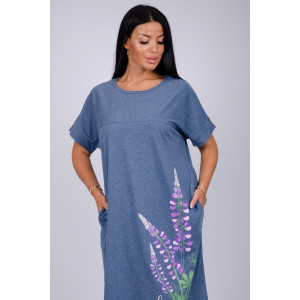 Платье женское "Люпин" кулирка (р-ры: 50-60) индиго Платье женское "Люпин" кулирка (р-ры: 50-60) индиго