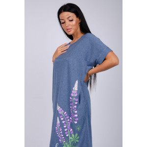 Платье женское "Люпин" кулирка (р-ры: 50-60) индиго Платье женское "Люпин" кулирка (р-ры: 50-60) индиго