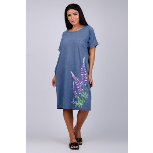 Платье женское "Люпин" кулирка (р-ры: 50-60) индиго Платье женское "Люпин" кулирка (р-ры: 50-60) индиго