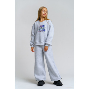 Костюм двойка детский 983Д футер 3-х нитка с начёсом пенье (р-ры: 28-44) серый меланж