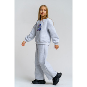 Костюм двойка детский 983Д футер 3-х нитка с начёсом пенье (р-ры: 28-44) серый меланж