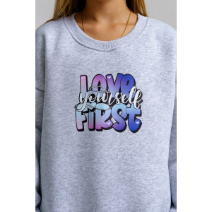 Костюм двойка детский 983Д футер 3-х нитка с начёсом пенье (р-ры: 28-44) серый меланж