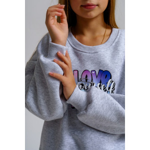 Костюм двойка детский 983Д футер 3-х нитка с начёсом пенье (р-ры: 28-44) серый меланж