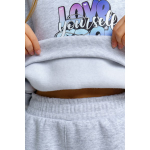 Костюм двойка детский 983Д футер 3-х нитка с начёсом пенье (р-ры: 28-44) серый меланж