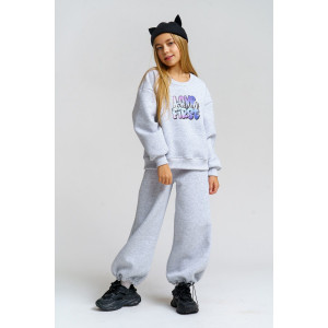 Костюм двойка детский 983Д футер 3-х нитка с начёсом пенье (р-ры: 28-44) серый меланж