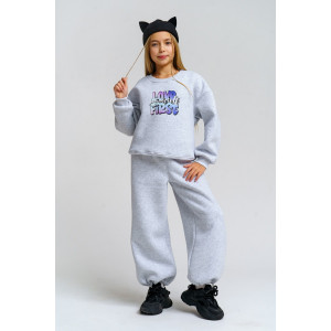 Костюм двойка детский 983Д футер 3-х нитка с начёсом пенье (р-ры: 28-44) серый меланж