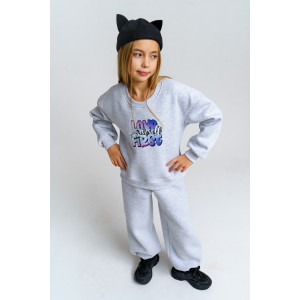 Костюм двойка детский 983Д футер 3-х нитка с начёсом пенье (р-ры: 28-44) серый меланж