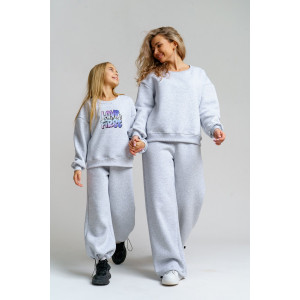 Костюм двойка детский 983Д футер 3-х нитка с начёсом пенье (р-ры: 28-44) серый меланж