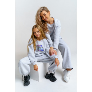 Костюм двойка детский 983Д футер 3-х нитка с начёсом пенье (р-ры: 28-44) серый меланж