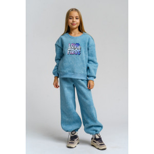 Костюм двойка детский 983Д футер 3-х нитка с начёсом пенье (р-ры: 28-44) голубой винтаж