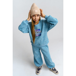 Костюм двойка детский 983Д футер 3-х нитка с начёсом пенье (р-ры: 28-44) голубой винтаж