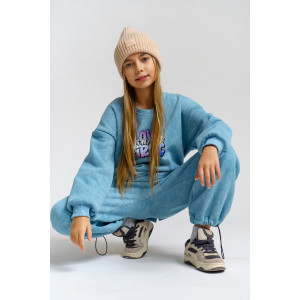 Костюм двойка детский 983Д футер 3-х нитка с начёсом пенье (р-ры: 28-44) голубой винтаж