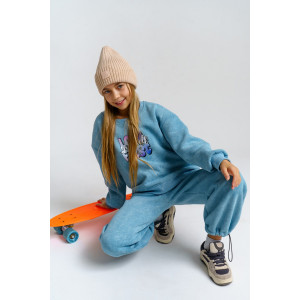 Костюм двойка детский 983Д футер 3-х нитка с начёсом пенье (р-ры: 28-44) голубой винтаж