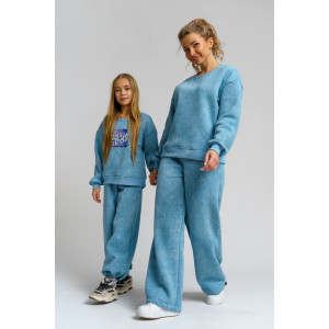 Костюм двойка детский 983Д футер 3-х нитка с начёсом пенье (р-ры: 28-44) голубой винтаж