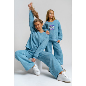 Костюм двойка детский 983Д футер 3-х нитка с начёсом пенье (р-ры: 28-44) голубой винтаж