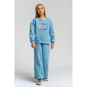 Костюм двойка детский 983Д футер 3-х нитка с начёсом пенье (р-ры: 28-44) голубой винтаж