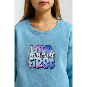 Костюм двойка детский 983Д футер 3-х нитка с начёсом пенье (р-ры: 28-44) голубой винтаж