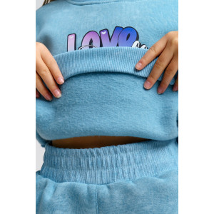 Костюм двойка детский 983Д футер 3-х нитка с начёсом пенье (р-ры: 28-44) голубой винтаж