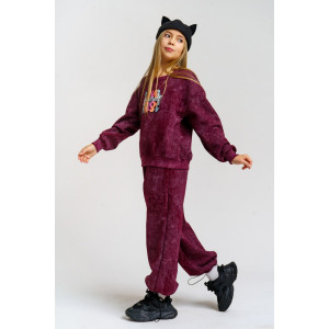 Костюм двойка детский 983Д футер 3-х нитка с начёсом пенье (р-ры: 28-44) марсал винтаж