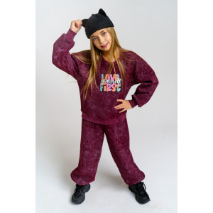 Костюм двойка детский 983Д футер 3-х нитка с начёсом пенье (р-ры: 28-44) марсал винтаж